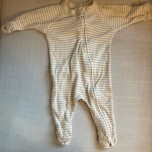 Cozy Cream and White Striped Footie